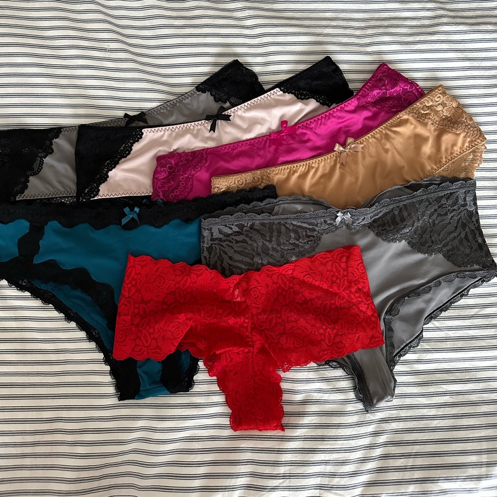 6 Pairs of Torrid Cheeky Panties + an extra pair of red lace panties